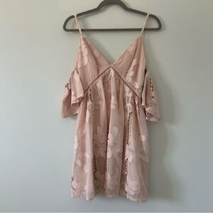 Lovers + Friends X Revolve Wishful Floral Embroidered Dress Blush Pink Nude NWT